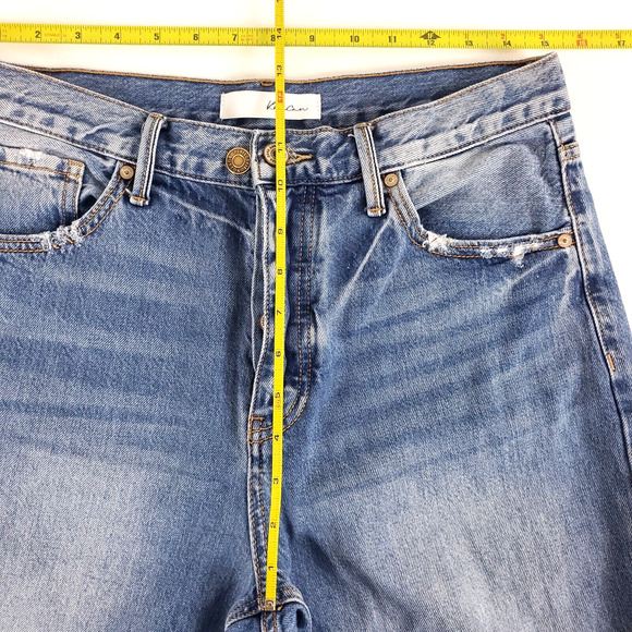 Kancan Jeans Womens 9/28 KC8678M Blue Straight High Waist Button Fly Distressed - Picture 8 of 10